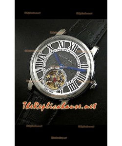 Reloj Turbillón Cartier Calibre con esfera de diamante y malla negra