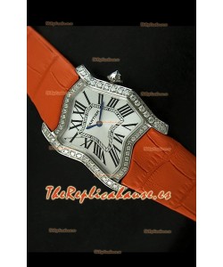 Cartier Tank Folle para damas Réplica Cascasa en malla naranja 