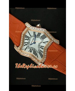 Cartier Tank Folle para damas Réplica Carcasa de oro amarillo Malla naranja 