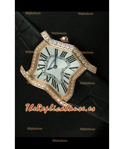 Cartier Tank Folle para damas Réplica Carcasa de oro amarillo Malla negra 