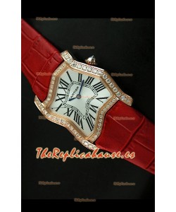 Cartier Tank Folle para damas Réplica Carcasa de oro amarillo Malla roja 