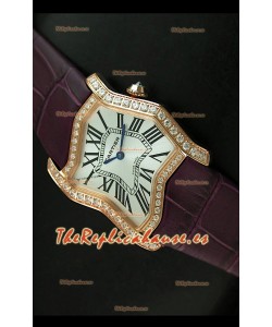 Cartier Tank Folle para damas Réplica Carcasa de oro amarillo Malla castaña 