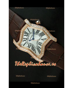 Cartier Tank Folle para damas Réplica Carcasa de oro amarillo Malla marrón 