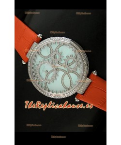 Cartier Réplica Bisel de diamantes Carcasa de acero inoxidable/naranja 