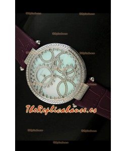 Cartier Réplica Bisel de diamantes Carcasa de acero inoxidable/Malla castaña 