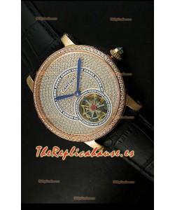 Ronde De Cartier Turbillón Réplica Carcasa de oro rosado/Malla negra 