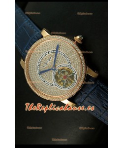 Ronde De Cartier Turbillón Réplica Carcasa de oro rosado/Malla púrpura 