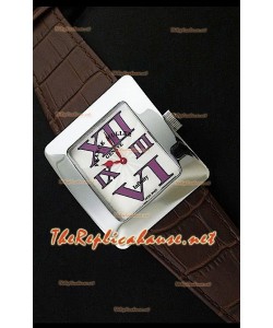 Franck Muller enfenity Réplica Reloj Señoras en Peil Marrón - Números en Púrpura