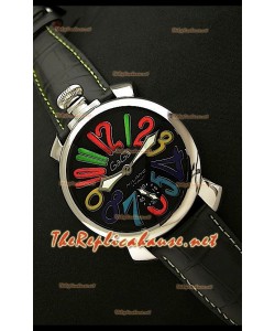 GaGa Milano Reloj Manual en Acero - 48MM - Esfera Negra