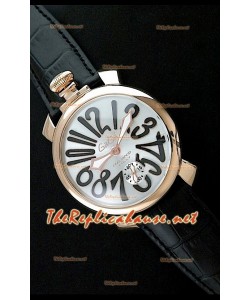 GaGa Milano Reloj Manual con Carcasa de Oro Rosa - Números en Negro