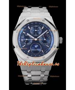 Audemars Piguet Royal Oak Calendario Perpetuo Réplica Suizo Caja de Acero en Dial de Acero Azul