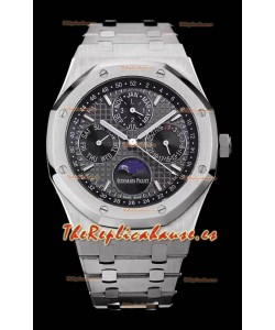 Audemars Piguet Royal Oak Calendario Perpetuo Réplica Suizo Caja de Acero en Dial Gris