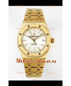 Audemars Piguet Royal Oak 37MM Dial Blanco Oro Amarillo Reloj en Movimiento 3120 - Réplica a Espejo 1:1