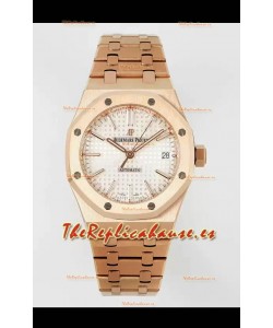 Audemars Piguet Royal Oak 37MM Dial Blanco Oro Rosado Reloj en Movimiento 3120 - Réplica a Espejo 1:1