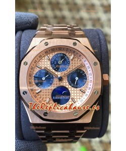 Audemars Piguet Royal Oak Calendario Perpetuo Réplica Suizo Acero 904L Caja en Oro Rosado