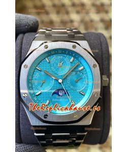 Audemars Piguet Royal Oak Calendario Perpetuo Réplica Suizo Acero 904L Dial Azul Cyan