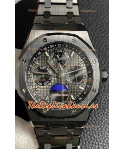 Audemars Piguet Royal Oak Reloj Réplica Suizo Calendario Perpetuo Caja con Revestimiento Negro y Dial Negro
