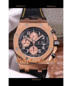 Audemars Piguet Royal Oak Offshore Cronógrafo de Acero 904L chapado en Oro Rosado a Espejo 1: 1 Movimiento 3126