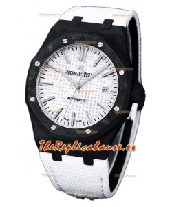 Audemars Piguet Royal Oak Ref.15400 Reloj con Caja de Carbono Forjado Dial Blanco en Réplica Espejo 1:1