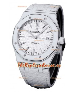 Audemars Piguet Royal Oak Ref.15400 Reloj con Caja de Carbono Forjado Dial Blanco en Réplica Espejo 1:1
