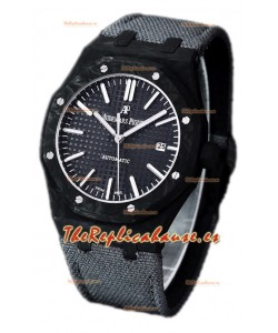 Audemars Piguet Royal Oak Ref.15400 Reloj con Caja de Carbono Forjado Dial Negro en Réplica Espejo 1:1