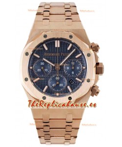 Audemars Piguet Royal Oak Chronograph Réplica Espejo 1:1 - Caja Oro Rosado Dial Azul in 41MM