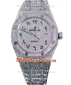 Audemars Piguet Royal Oak 15400 Iced Out Dial Árabe Caja en Acero Inoxidable Reloj Réplica Suiza