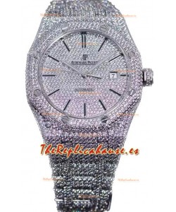 Audemars Piguet Royal Oak 15400 Iced Out Dial Stick Caja en Acero Inoxidable Reloj Réplica Suiza