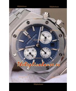 Audemars Piguet Royal Oak Chronograph Dial Azul Correa Acero Reloj Réplica Suiza