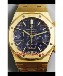 Audemars Piguet Royal Oak Chronograph Oro Amarillo Dial Azul Correa Acero Reloj Réplica Suiza