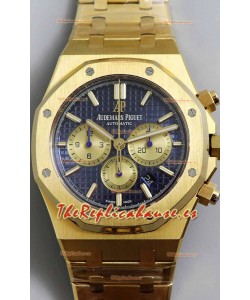Audemars Piguet Royal Oak Chronograph Oro Amarillo Dial Azul Correa Acero Reloj Réplica Suiza