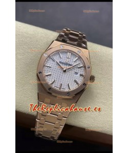 Audemars Piguet Royal Oak 33MM Acero 904L Oro Rosado Dial Blanco Reloj Réplica Espejo 1:1