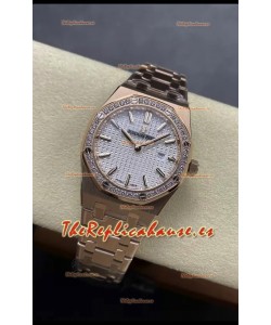 Audemars Piguet Royal Oak 33MM Acero 904L Oro Rosado Dial Blanco Reloj Réplica Espejo 1:1