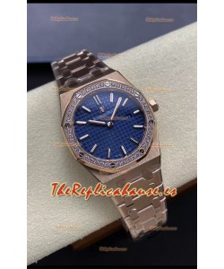 Audemars Piguet Royal Oak 33MM Acero 904L Oro Rosado Dial Azul Reloj Réplica Espejo 1:1