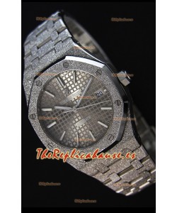 Audemars Piguet Royal Oak Frosted Reloj Réplica a Espejo 1:1 Oro Blanco de Cuerda Automática Dial Gris