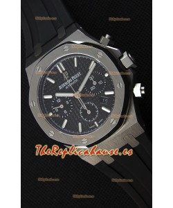Audemars Piguet Royal Oak Reloj Réplica Suizo Cronógrafo Dial Negro Correa de Goma