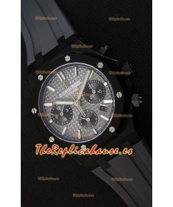 Audemars Piguet Royal Oak Reloj Réplica Suizo Cronógrafo Dial Gris tipo Pizarra Correa de Goma Caja Revestida de PVD