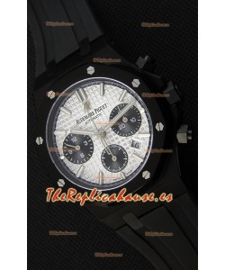 Audemars Piguet Royal Oak Reloj Réplica Suizo Cronógrafo Dial Plateado Subdiales color Negro