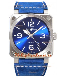 Bell and Ross BR03-A Dial Azul Acero 904L Reloj Réplica Suiza 