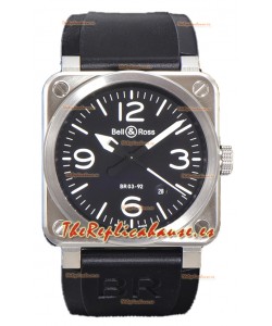 Bell and Ross BR03-92 Dial Negro Acero 904L Reloj Réplica Suiza 