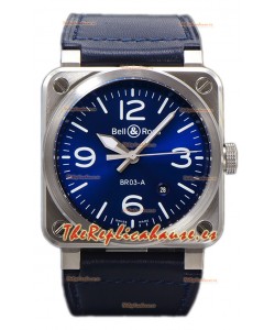 Bell and Ross BR03-A Dial Azul Acero 904L Reloj Réplica Suiza 