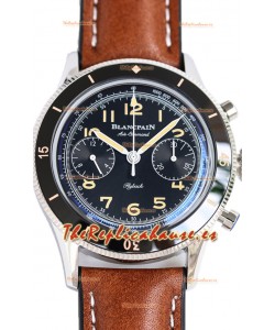 Blancpain Air Command Dial Negro Caja Acero Reloj Réplica Espejo 1:1