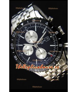 Breitling Chronoliner Reloj Réplica Suizo Correa de Malla de Acero color Negro con Dial Negro