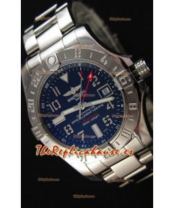 Breitling Avenger II GMT Reloj Réplica Suizo con Dial Negro Steel Strap Réplica a Espejo 1:1 Version