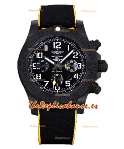 Breitling Avenger Hurricane Chronograph Dial Negro Correa Nylon Borde Amarillo - Revestimiento DLC Reloj Réplica Suiza