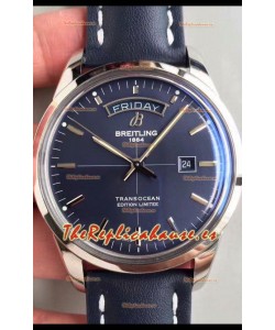 Breitling Transocean Dia & Fecha Reloj Réplica Suizo Dial en Azul Aurora Edición a Espejo 1:1