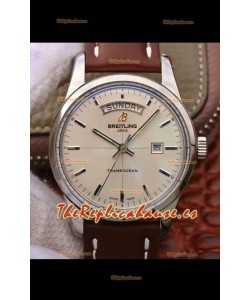Breitling Transocean Dia & Fecha Reloj Réplica Suizo Dial en Blanco Edición a Espejo 1:1