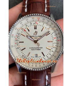Breitling Navitimer 1 Reloj Réplica Suizo Automático en Dial Blanco - Correa de Piel Marrón