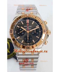 Breitling Chronomat B01 42 Reloj Réplica a Espejo 1:1 Edición Acero 904L en 2 Tonos de Oro Rosado con Dial Gris