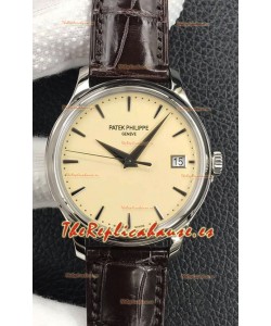 Patek Philippe Calatrava 5227G-001 Dial Amarillo Pálido Reloj Réplica Suizo a Espejo 1:1 Caja Acero